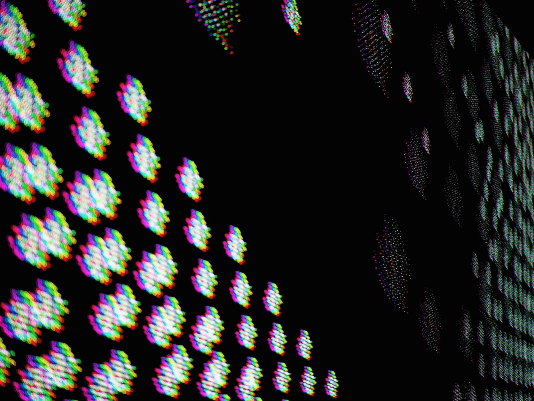 The LED wall at macro range — individual diodes visible